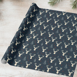 Papel De Regalo Reno de vacaciones, árbol de Navidad, copo de niev