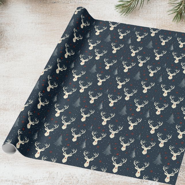 Papel De Regalo Reno de vacaciones, árbol de Navidad, copo de niev (Subido por el creador)