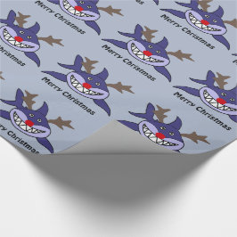Papel De Regalo Reno divertido del tiburón del navidad