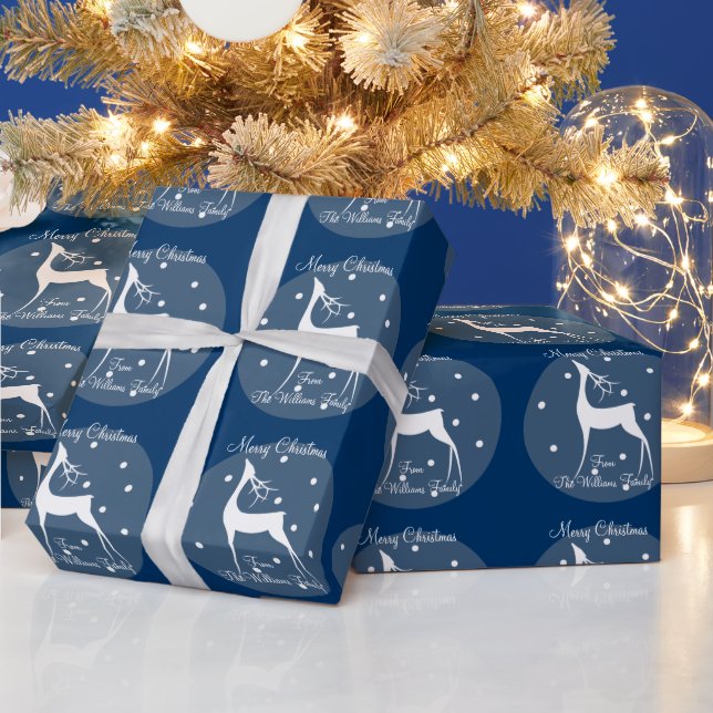 Papel De Regalo Reno en nombre personalizado de nieve (Vacaciones)
