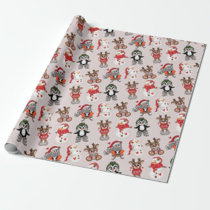 Papel De Regalo Reno gracioso con Bonitos de Navidades de hombres