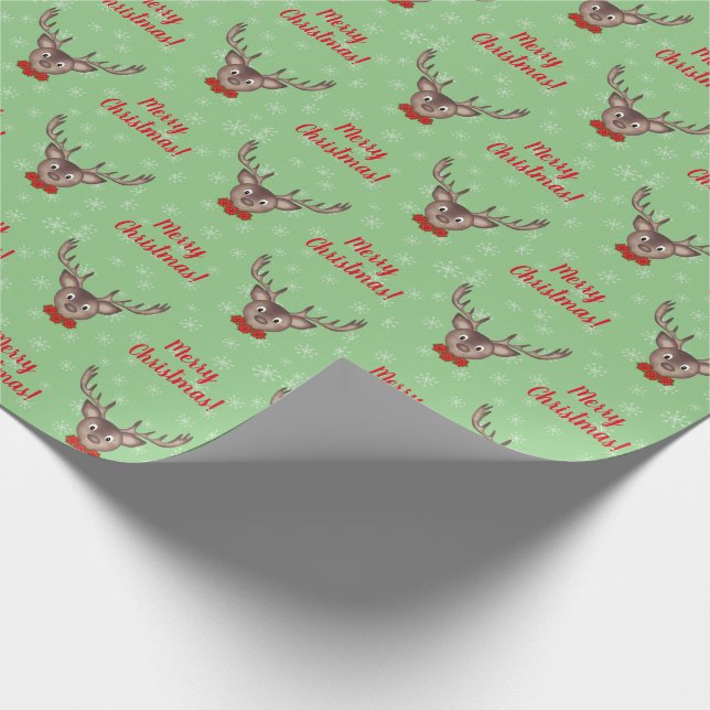 Papel De Regalo Reno lindo con personalizado de flores rojas (Esquina)