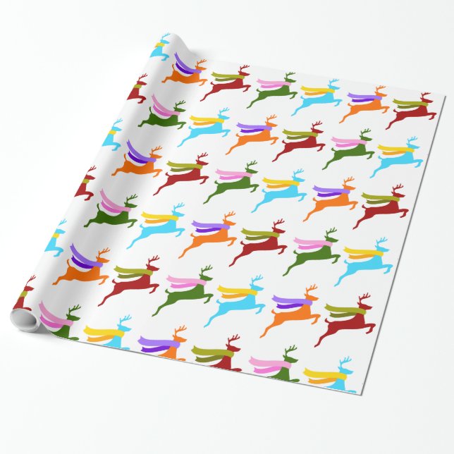 Papel De Regalo Reno moderno con bufanda (Desenrollado)