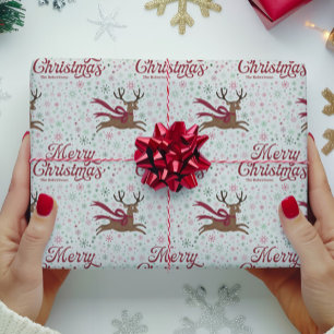 Papel De Regalo Reno Reno Personalizado con Copos de Nieve Atómico