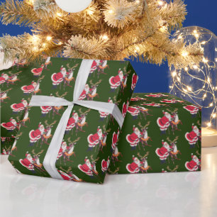 Papel De Regalo reno retro vintage de Navidad