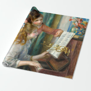 Papel De Regalo Renoir Dos Niñas en el Piano Imprimir Música Arte