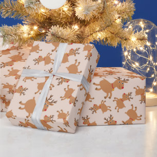 Papel De Regalo Renos cortos con Navidades de pañuelos festivos ro