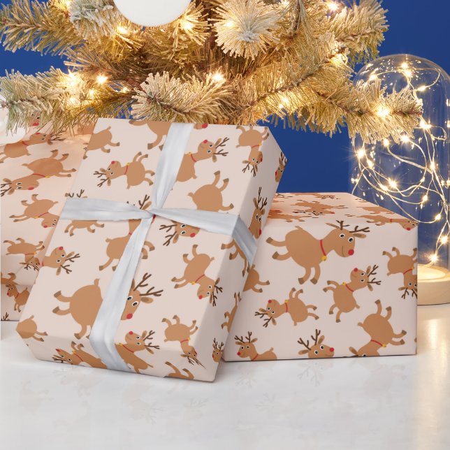 Papel De Regalo Renos cortos con Navidades de pañuelos festivos ro (Vacaciones)