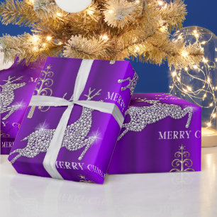 Papel De Regalo Renos de diamante en Navidades morados