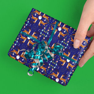 Papel De Regalo Renos de Navidad Patrón azul sin costuras