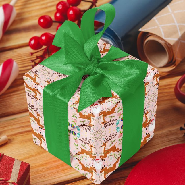 Papel De Regalo Renos de Navidad Patrón continuo rosa (Subido por el creador)