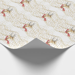 Papel De Regalo Renos de vacaciones en piedras de oro