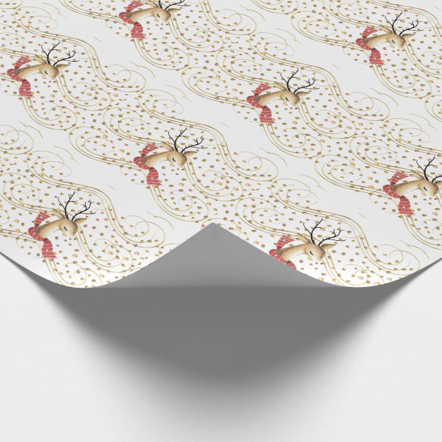 Papel De Regalo Renos de vacaciones en piedras de oro (Esquina)