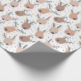 Papel De Regalo Renos Navidades con puntos y estrellas
