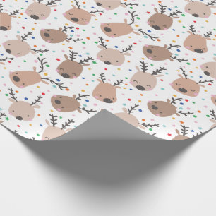 Papel De Regalo Renos Navidades con puntos y estrellas