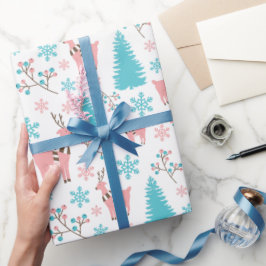 Papel De Regalo Renos rosa y azul pastel Maravilla Blanco
