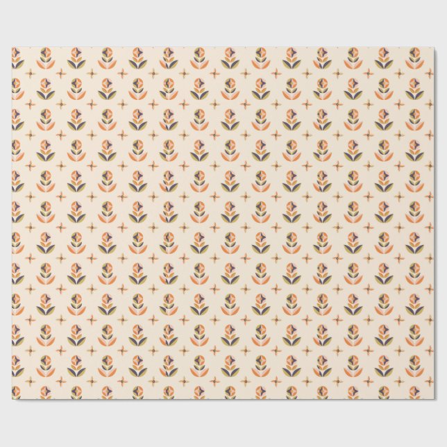 Papel De Regalo Repeating floral pattern on wrapping paper (Superficie plana)