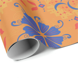 Papel De Regalo repeating pattern of blue flowers