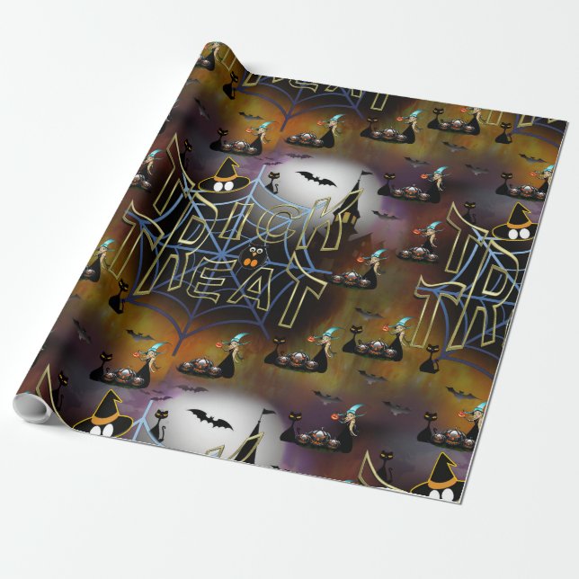 Papel De Regalo Repetición de araña gótica (Desenrollado)