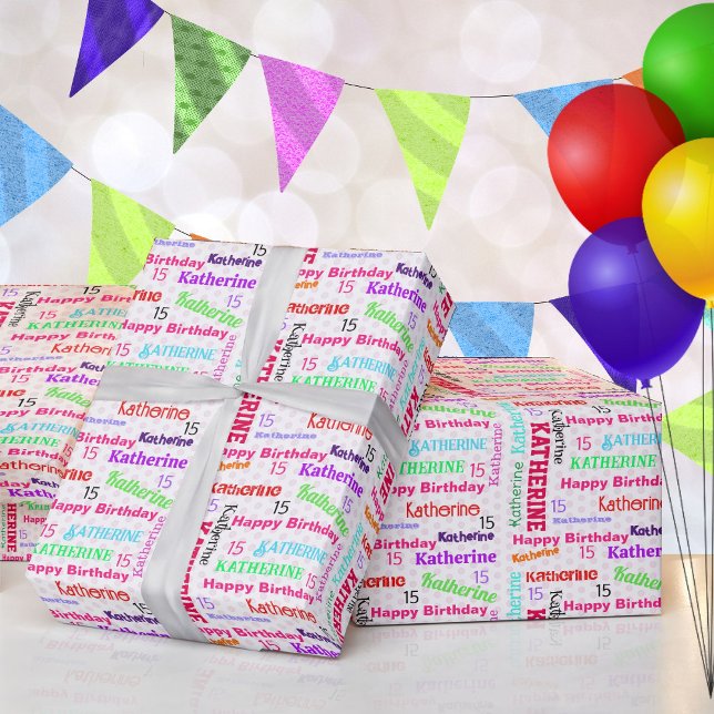 Papel De Regalo Repetir el nombre del Chica Edad Feliz Cumpleaños  (Subido por el creador)