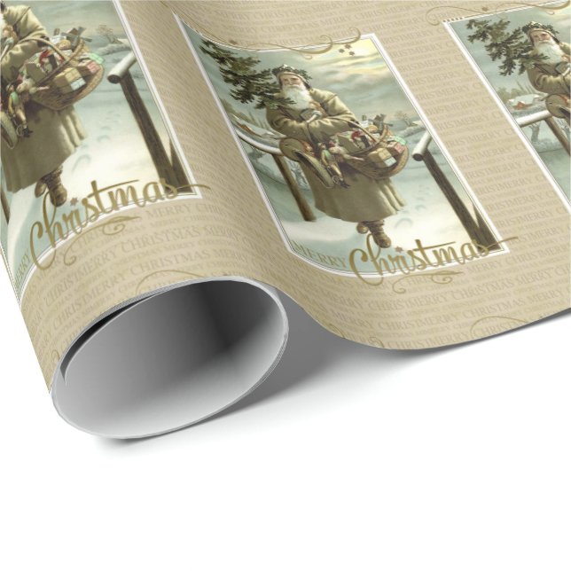 Papel De Regalo Reproducción de cosecha de Navidades de San Nick (Esquina del rollo)