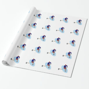 PAPEL DE REGALO REPRODUCTOR DE HOCKEY ROJO Y AZUL