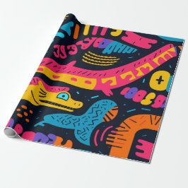 Papel De Regalo Reptiles en colores vivos