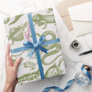 Papel De Regalo Reptiles y Anfibios Animales Patrón Goblincore