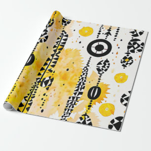 Papel De Regalo Resplandor del desierto: Diseños tribales amarillo