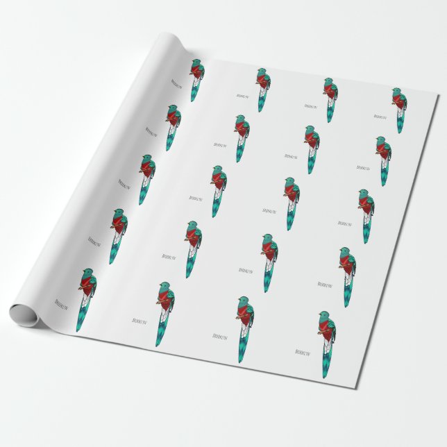 Papel De Regalo Resplendent quetzal bird cartoon illustration  (Desenrollado)