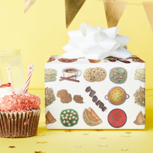 Papel De Regalo Restaurante indio Foods Naan Dosa Samosa Aloo Gobi (Fiesta de cumpleaños )