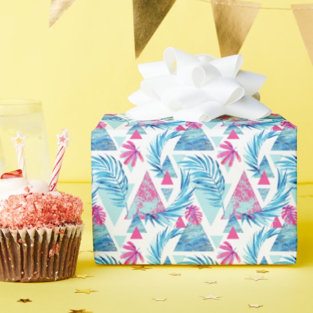 Papel De Regalo Resumen acuarela Patrón de hoja tropical (Fiesta de cumpleaños )