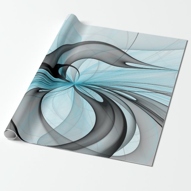 Papel De Regalo Resumen Antracita Gris Azul azul arte fractal mode (Desenrollado)