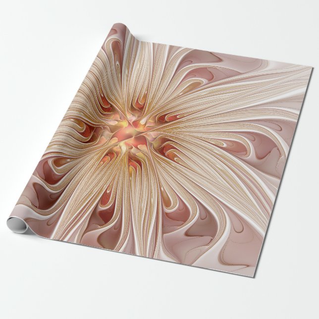 Papel De Regalo Resumen Arte Fractal Peach Pastel Moderno (Desenrollado)