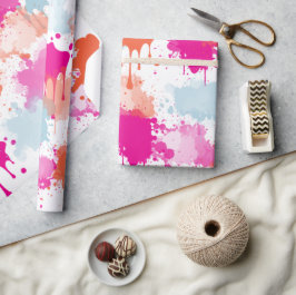 Papel De Regalo Resumen azul rosa naranja Resumen de pinturas mode