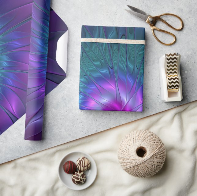 Papel De Regalo Resumen Belleza floral Flor de arte fractal colori (Artesanía)