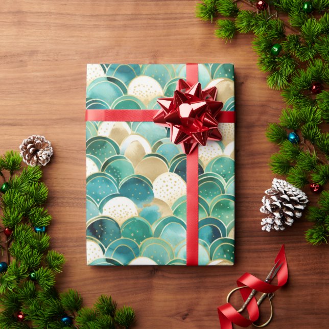 Papel De Regalo Resumen blanco del oro verde (Regalo de vacaciones)