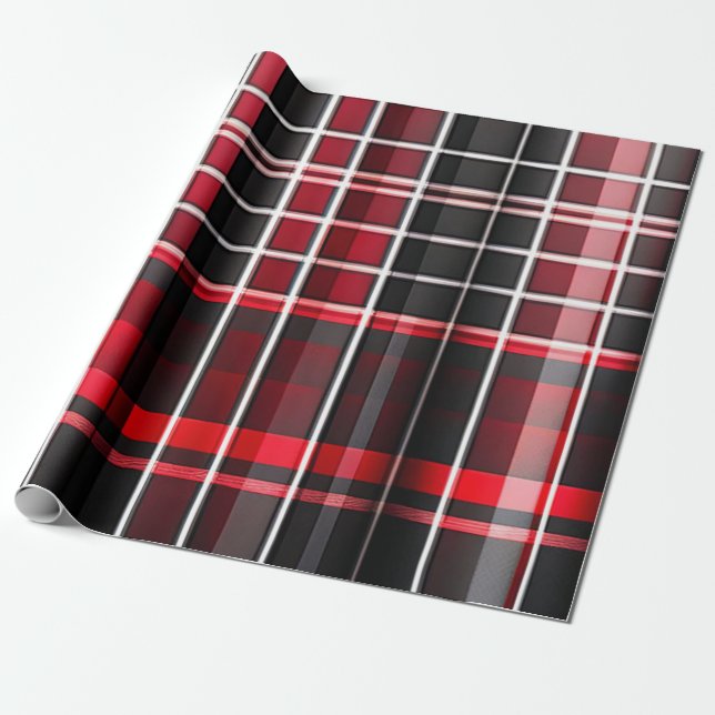 Papel De Regalo Resumen Colección popular Red Black Plaid (Desenrollado)