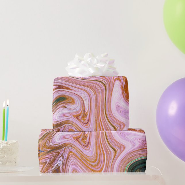 Papel De Regalo Resumen contemporáneo de mármol rosa (Regalos de fiesta)