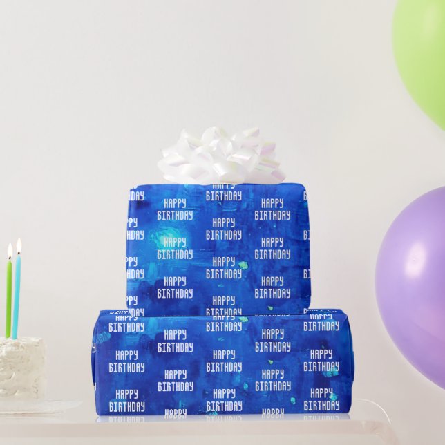 Papel De Regalo Resumen Cumpleaños de Neon - Espacio Ultraterrestr (Regalos de fiesta)