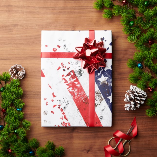 Papel De Regalo Resumen de arte de la bandera estadounidense (Regalo de vacaciones)