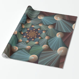 Papel De Regalo Resumen de arte fractal con pizarra marrón profund