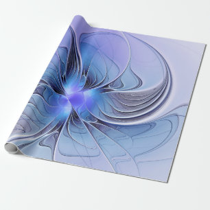 Papel De Regalo Resumen de arte fractal moderno Lavanda azul