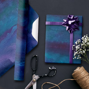 Papel De Regalo Resumen de Blue-Ombre   Púrpura violeta Verde azul