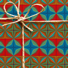 Papel De Regalo Resumen de Boho Hippie Guay Rojo Azul Trippy