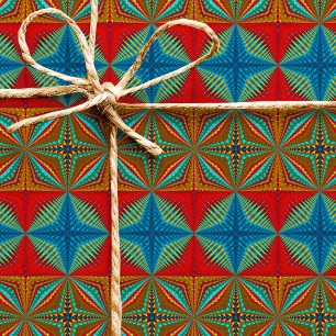Papel De Regalo Resumen de Boho Hippie Guay Rojo Azul Trippy