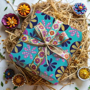 Papel De Regalo Resumen de color floral brillante