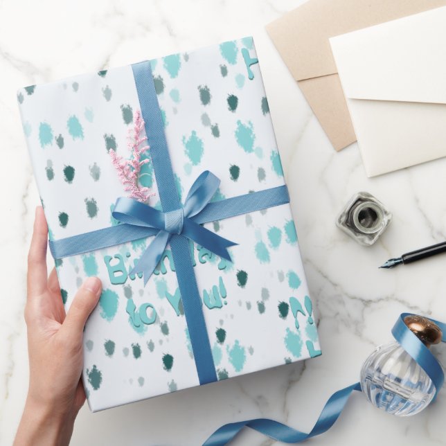 Papel De Regalo Resumen de cumpleaños gris azul personalizado Impr (Regalar)