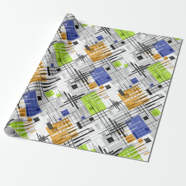 Papel De Regalo Resumen de formas geométricas modernas rayadas de  (Desenrollado)