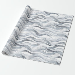 Papel De Regalo Resumen de Glam Plata de moda Cumpleaños